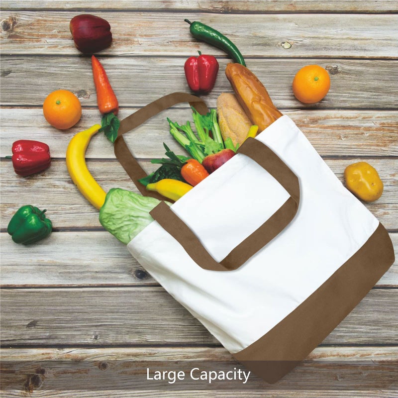 TOPDesign 1-Pack Super Strong Large 12oz Cotton Canvas Tote Bag, Reusable Grocery Shopping Cloth Bag, Fashionable Two-Tone Tote for Crafts, DIY Your Creative Designs - Image 4